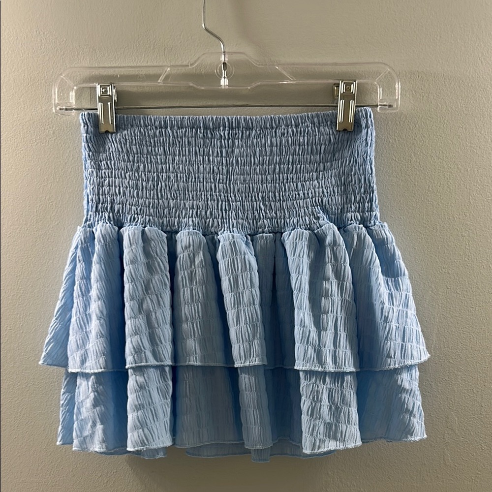 SHEIN Blue Mini Skirt Smocked Tiered